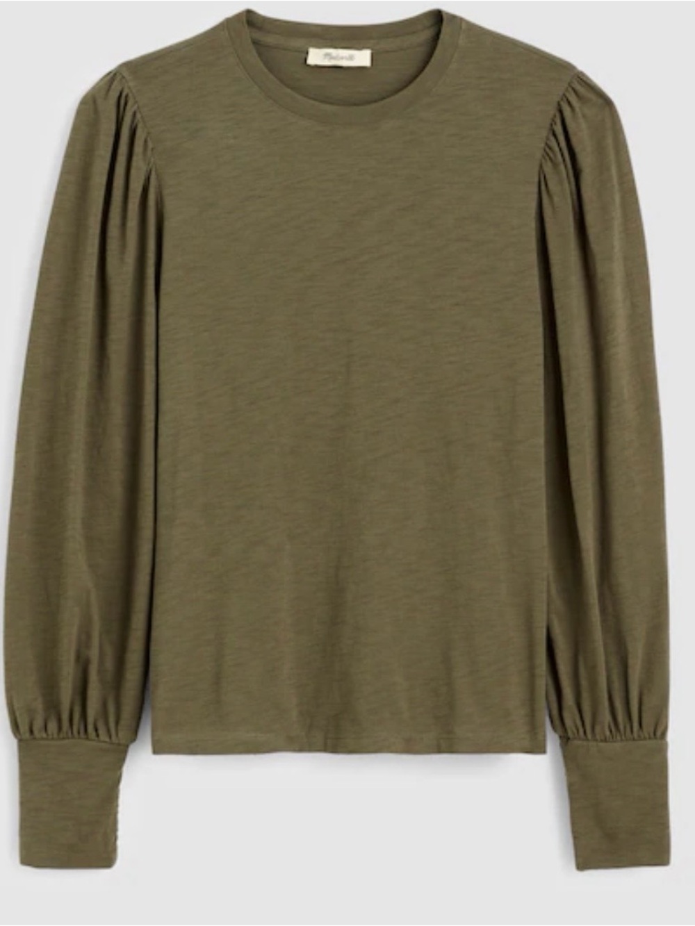 Smocked Long-Sleeve Top in Soft Slub